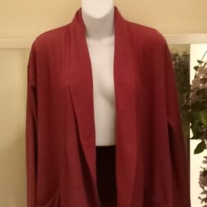 Cuddl Duds Pink/Rust Fleece Cardigan